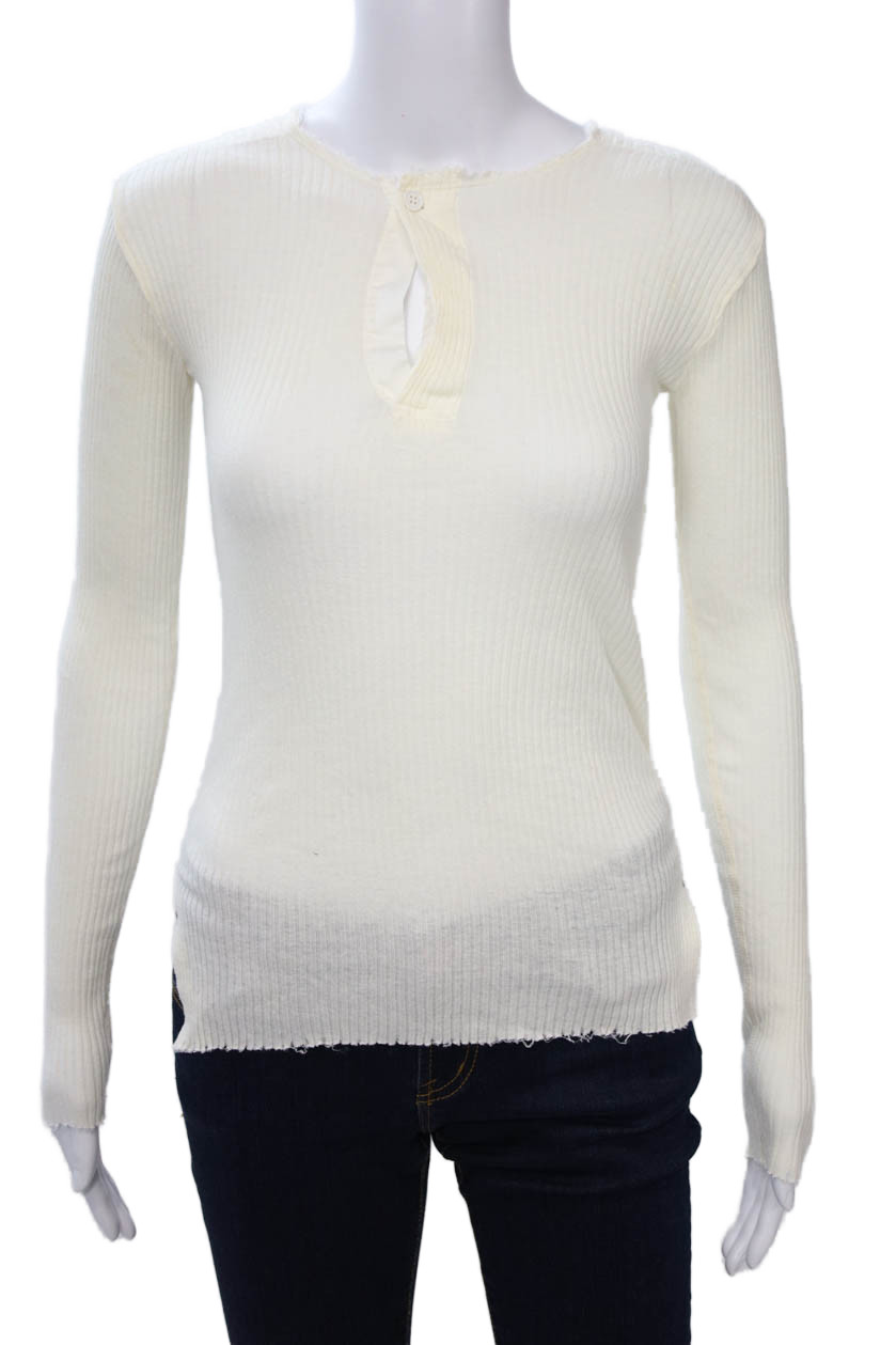 Helmut Lang Womens Basic Crew Neck Long Sleeve Wh… - image 1