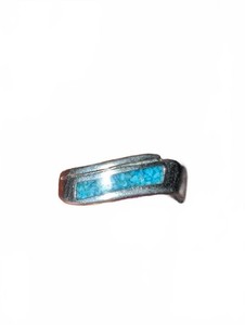 Silver Tone Ring with Turquoise Inlay Size 7.5