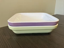 9”x9” Heavy Ceramic Baking Dishes Made In France 24024 Pastel Yellow And Violet