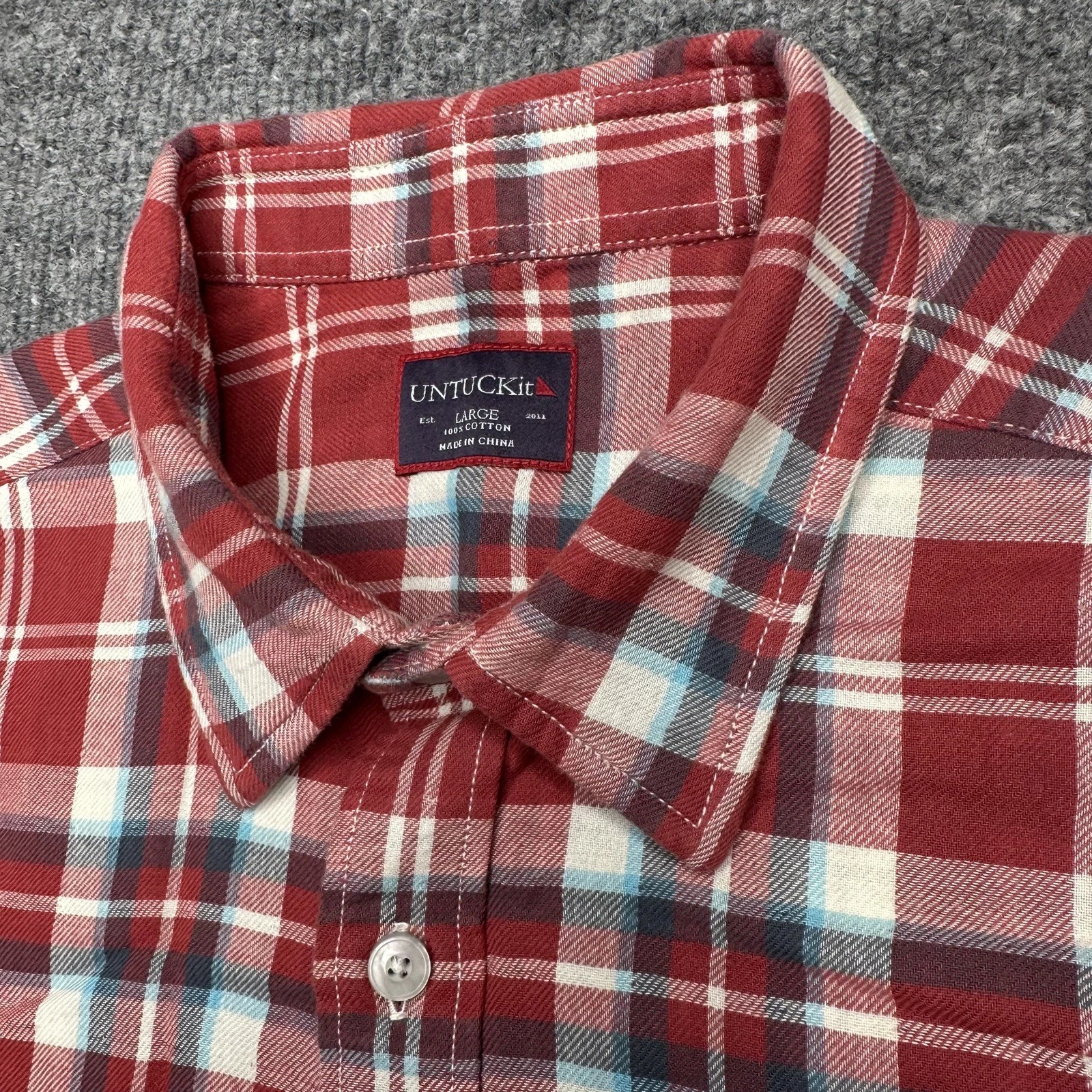 UNTUCKit Shirt Mens Large Plaid Button Down Casual Long Sleeve EUC