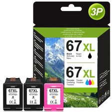 1-3PK 67-XL 67XL XXL Black Color Ink for HP Deskjet 4158e Plus 4122 4132 4155e