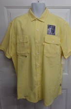 Izod Mens Saltwater Performance Mens XL Yellow Short Sleeve Ventilated Shirt NEW