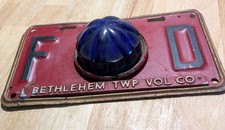 Targa camion vigili del fuoco PA città di Betlemme anni '50 - luce stroboscopica lampeggiante