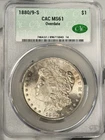 1880-S OVERDATE Morgan Dollar $1 CAC CACG MS61 San Francisco Silver One 90% Coin
