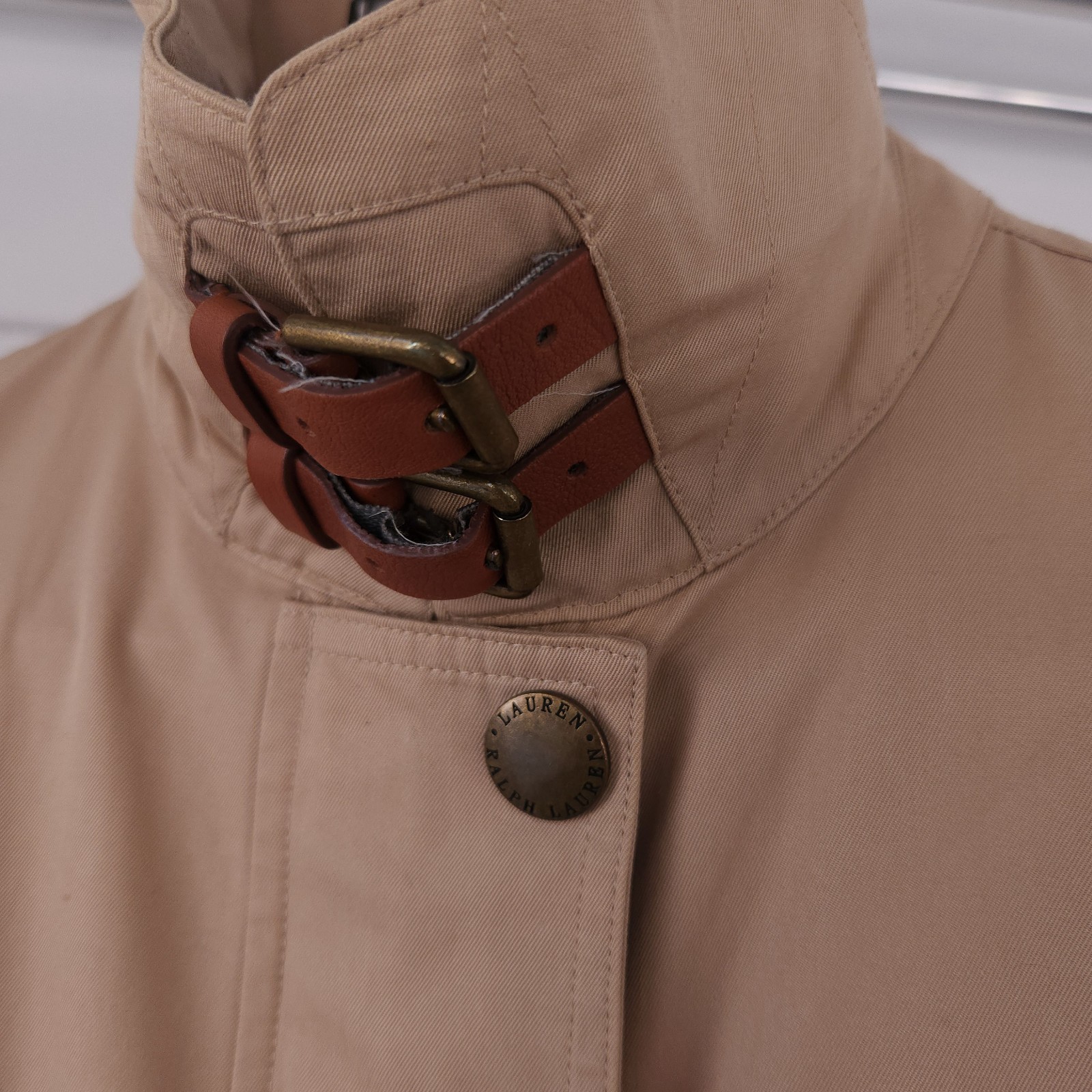  Lauren Ralph Lauren Khaki Utility Field Jacket Lambskin Leather Trim Women's M thumbnail 14