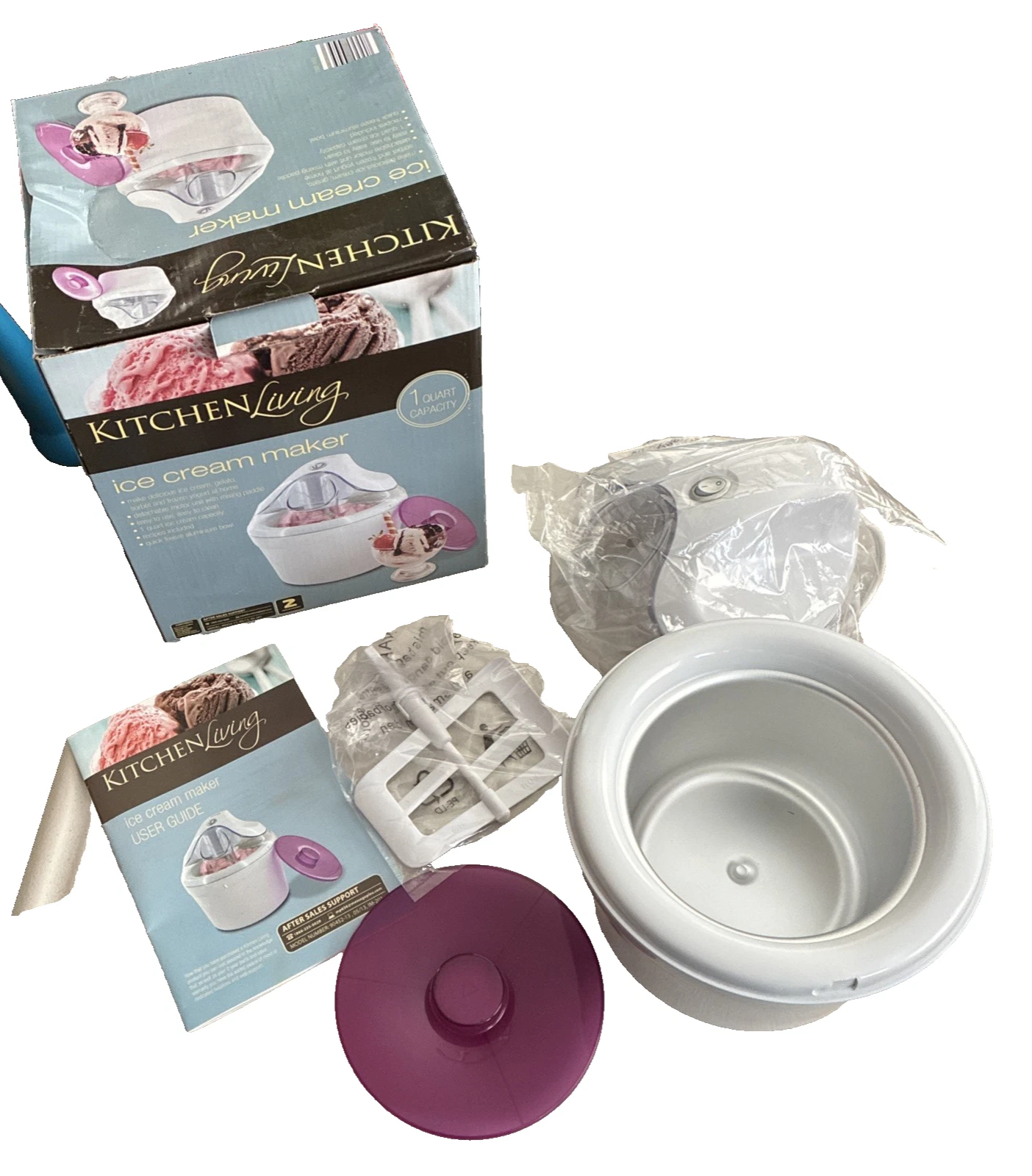 Kitchen Living Quart Ice Cream Gelato Sorbet Yogurt Maker w/ instructions NIB