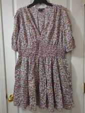 Gap Womens Dress Floral Smocked 3/4 Sleeve  Size XL Summer