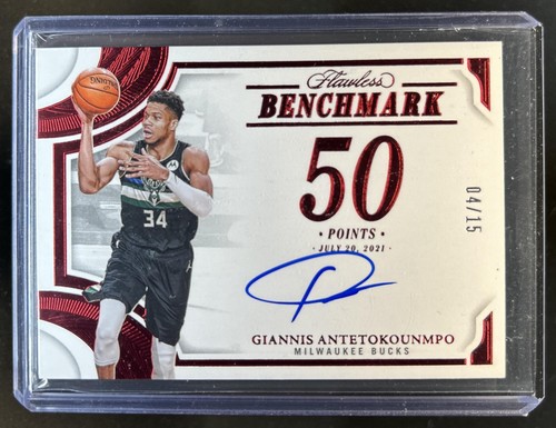 2024-25 Flawless Giannis Antetokounmpo Benchmark Signatures Ruby Auto #/15