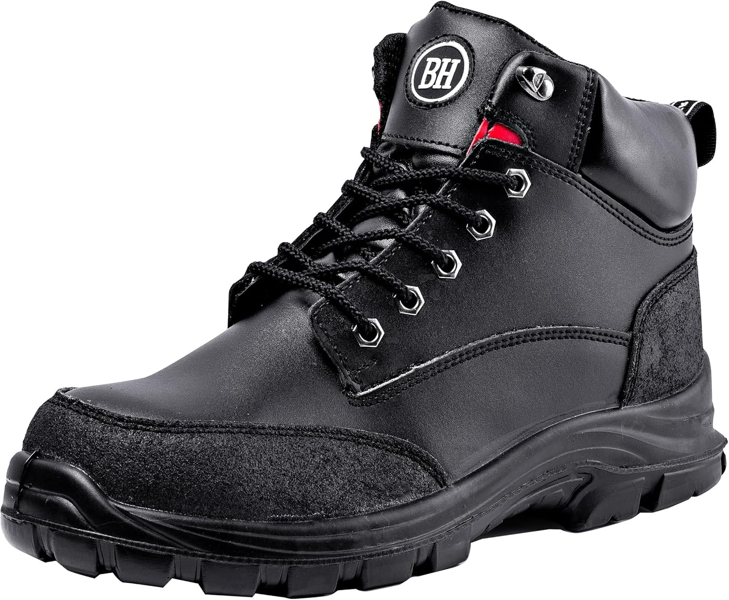 Men's Leather Safety Boots Size 9 UK, S3 Steel Toe Cap Water Resistant Work
