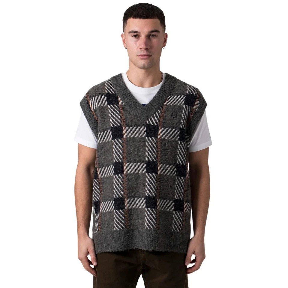 Fred Perry  Chaleco Jersey Diseño Tartán para Hombre (SY2299) - Imagen 3 de 3