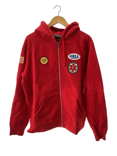 Felpa Supreme con cappuccio zip HYSTERIC GLAMOUR patch up L cotone rosso usata