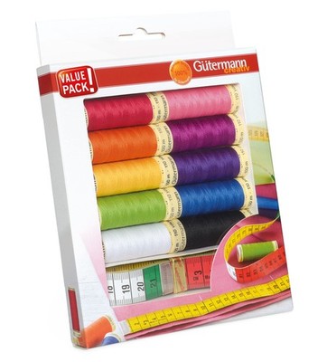 Gütermann creativ Nähgarn-Set mit 10 Spulen Sew-All 100m, Mehrfarbig