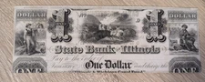 1842 $1 State Bank of Illinois Obsolete Note ONE DOLLAR with Back