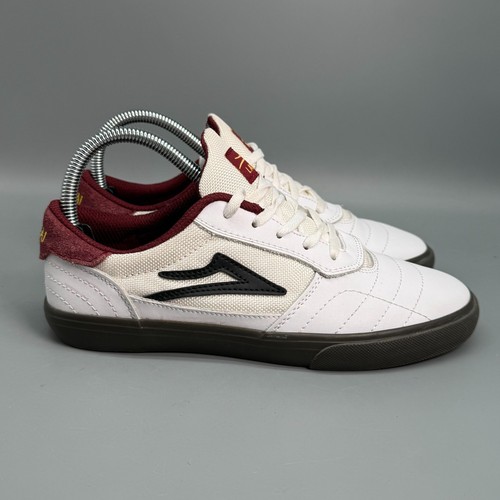 Lakai Cambridge Kids 5 White Gum Leather Lace-Up Low Top Walking Casual Sneakers