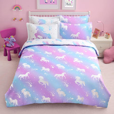 Kids Full Comforter Set 7 Pcs Dream Unicorn Bedding Bed in a Bag Soft Girls Boys