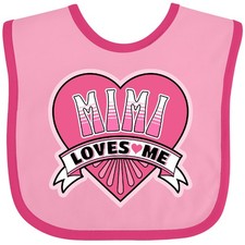 Inktastic Mimi Loves Me Girls Granddaughter Baby Bib Grandkids Childs Clothes