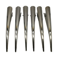 Duckbill Hair Clips 5" Silvery Metal Non-Slip 6 Pack - Ideal for Thick Thin Hair