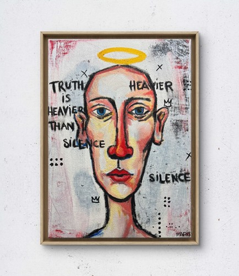 #ad Heavier Original Mixed Media Painting 12x16 Truth Teller Series $183.75