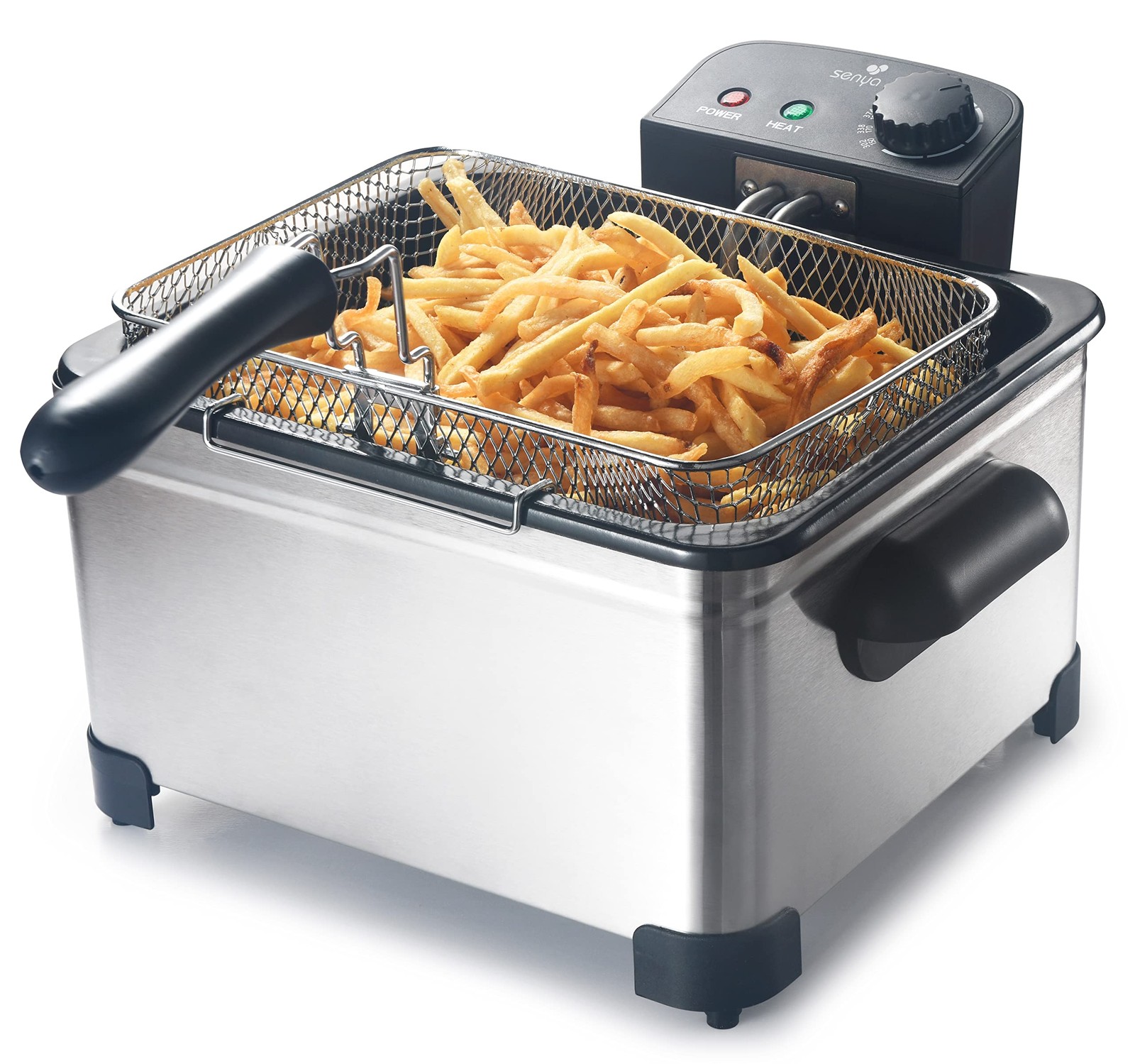 Friteuse electrique 5L en inox cuve amovible et 3 paniers XL pour frites maison