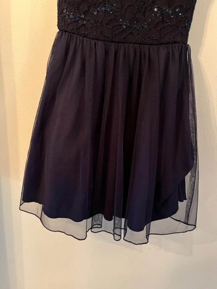 Vestido de fiesta formal de vacaciones azul brillante Speechless niñas talla 1 lentejuelas de tul Foto 3 de 4