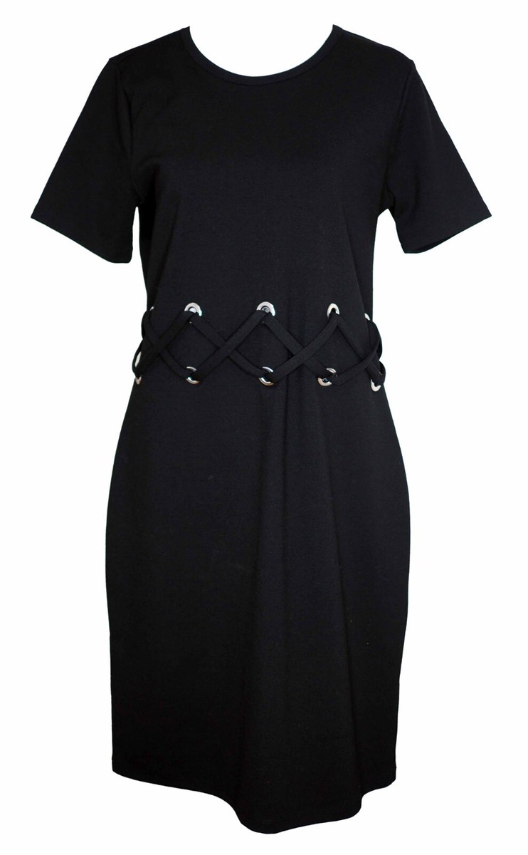 Michael Michael Kors Women's Lace-Up Waist Dress - Black - M Michael Michael Kors Women's Lace-Up Waist Dress - Black - M