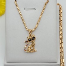Collar Colgante Multicolor Chapado en Oro 18K Joyería Gatito Gatito Gatito. Cat Lover