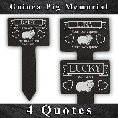 Personalised Guinea Pig Memorial Pet Engraved Slate Grave Marker Stake Plaque