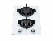 MILLAR GH3020PW 30cm Built-in 2 Burner Domino Gas on Glass Hob-Cast Iron Stands