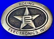 Vintage Boeing Electronics Inc Solid Brass Bts 1978 Belt Buckle Star Emblem