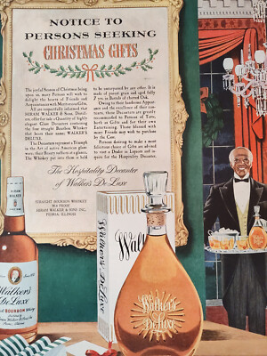1955 Esquire Art Ads WALKER's DELUXE Bourbon Whiskey Nassau Bahamas