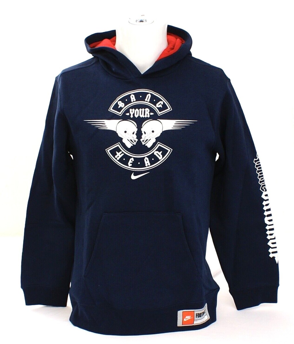 Nike Football Blue Gridiron Graphic Pullover Hoodie Youth Boy's L NWT