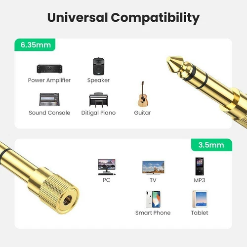 6.5mm 1/4" Male Plug To 3.5mm 1/8 Inch Female Jack Stereo Headphone Adapter - Picture 10 of 13
