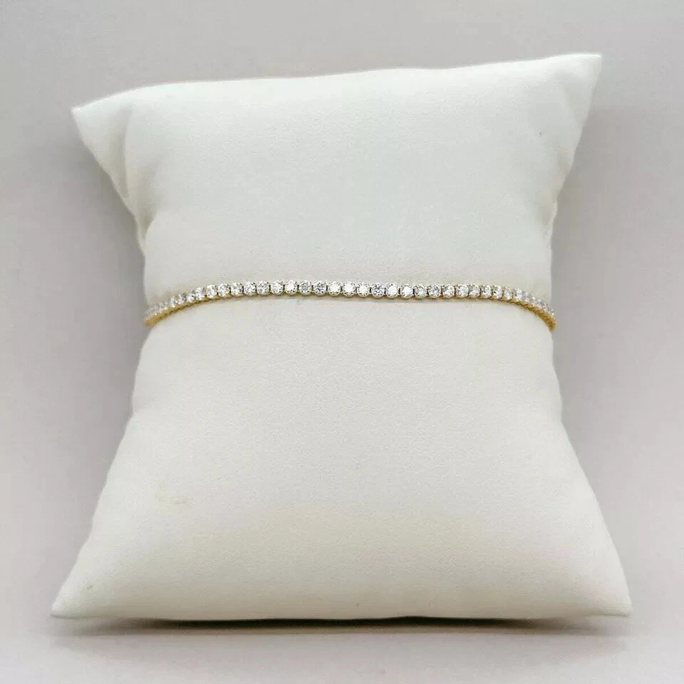 Brazalete Tenis Corte Redondo IJ/SI Diamante Natural Verificado GIA Oro Amarillo 14K Foto 4 de 4