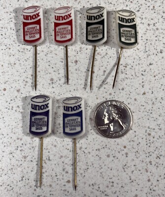 Lot of 6 UNOX Tomato Sauce Dutch VTG Stick Pin Badge Pins #49205
