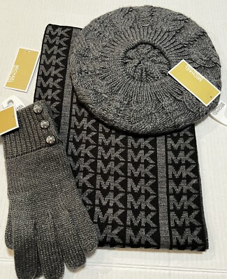 Michael Kors Women\'s 3 Piece Set Scarf Hat and Gloves Set Camel/Derby Grey Michael Kors Women main image 3