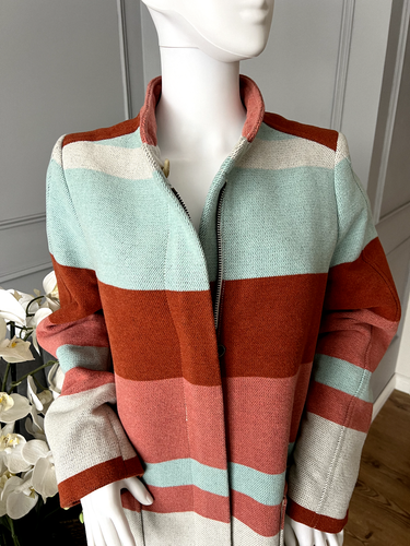 See By Chloe Coat  Striped Wool Cotton Blend Jacket UK 10 - Picture 3 of 13