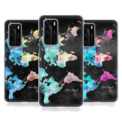 NATURE MAGICK WATERCOLOR WORLD MAP TEAL PINK SOFT GEL CASE FOR HUAWEI PHONES 4