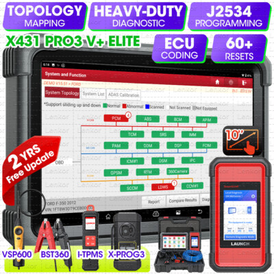 LAUNCH X431 PRO3S V+ 5.0 ELITE PRO5 Car Diagnostic Tool J2534 Pr0gramming Coding