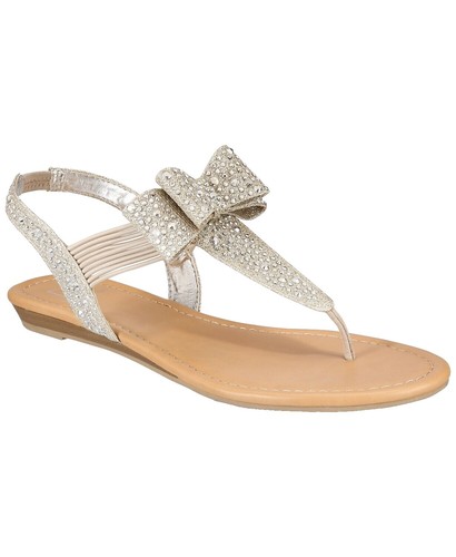 INC Womens Blue Bow And Rhinestone Accents Slip Resistant  INC Womens Navy Bow And Accents Madena Round Toe Slip On Thong Sandals 5 M display picture 1