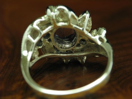 925 Argento Sterling Anello Con Ametista & Marcasite Ricoperto / Vero / Rg 54 - Foto 3 di 3