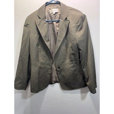 Jones New York Suit Womens Size 14 Blazer Taupe Brown Single Button Jacket Lined