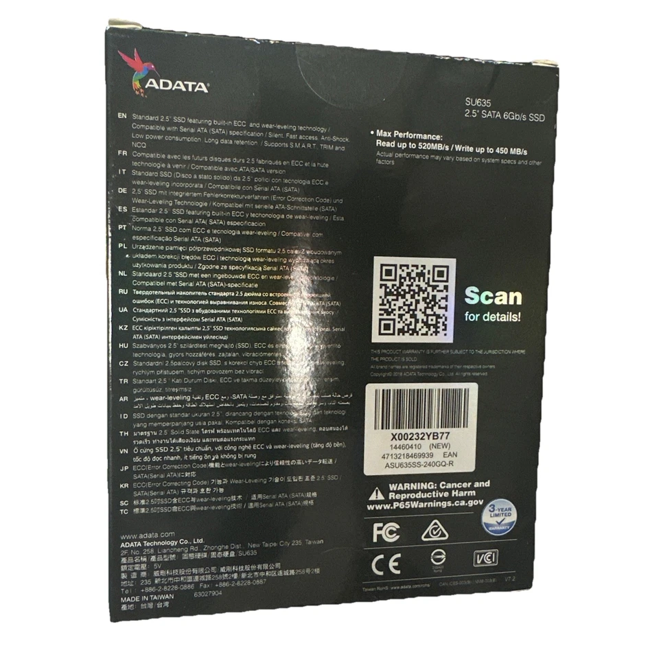 ADATA SSD SU635 ASU635SS-240GQ 240GB SATA 6Gb/s 2.5" Solid State Drive - Image 2 of 2