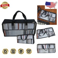Cassette Storage Bag - 100 Tape Capacity - Clear PVC, Easy Carry Handles
