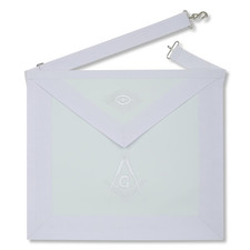MASONIC ALL WHITE HAND EMBROIDERED MASTER MASON 100 LAMBSKIN APRON
