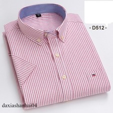 Mens Dress Oxford Shirts Formal Business Short Sleeves Cotton Casual Shirts Top