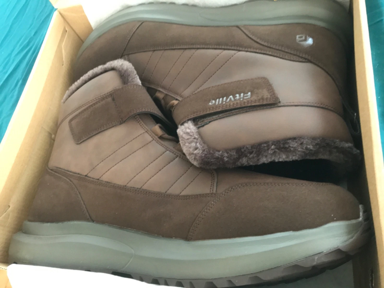 FitVille Width Mens Winter Boots Fur Lined Extra Wide Snow Boot Lightweight Sz15
