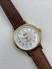 Vtg Timex Acqua Watch Women Indiglo 23mm Gold Tone Date Leather Band New Battery