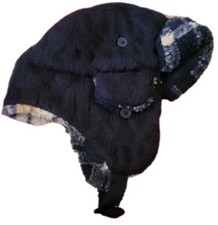 NEW NWT The Children's Place TCP Trapper Hat winter blue boys 4-7 years plaid