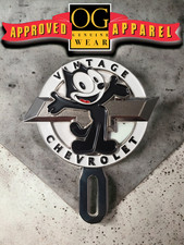 42 53 54 Vintage Chevrolet Felix Cat Lowrider Car Truck License Plate Topper