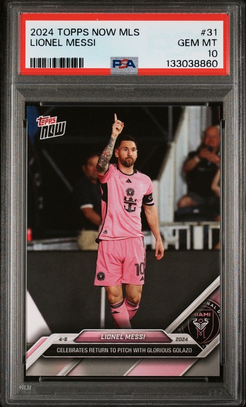 Lionel Messi 2024 Topps Now MLS #31 Glorious Golazo PSA 10 Gem Mint Inter Miami